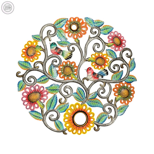 Birds and Flowers Tree of Life Oil Drum Top Papillon Marketplace Online