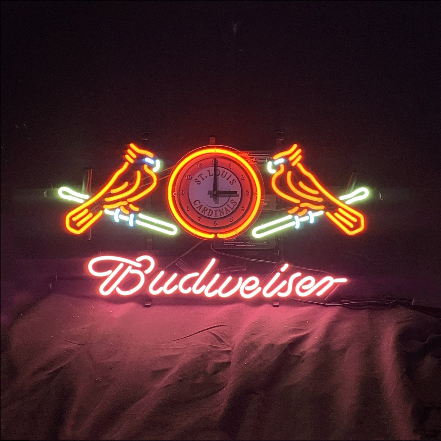 St. Louis Cardinals with Clock Budweiser Neon Signs Light Neon Signs Land