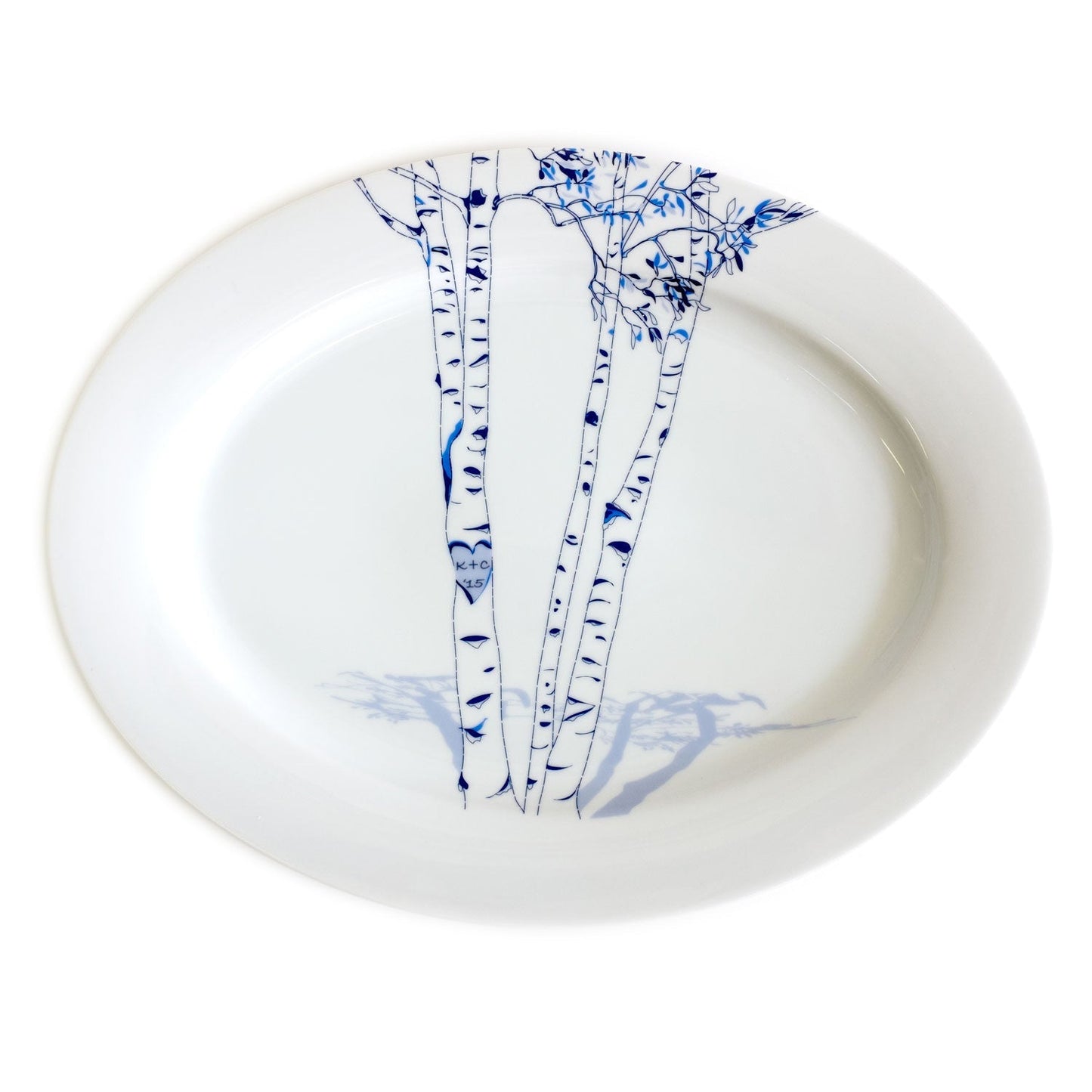 Nature-Inspired Birch Oval Platter – Custom Initials in Heart Design rust designs