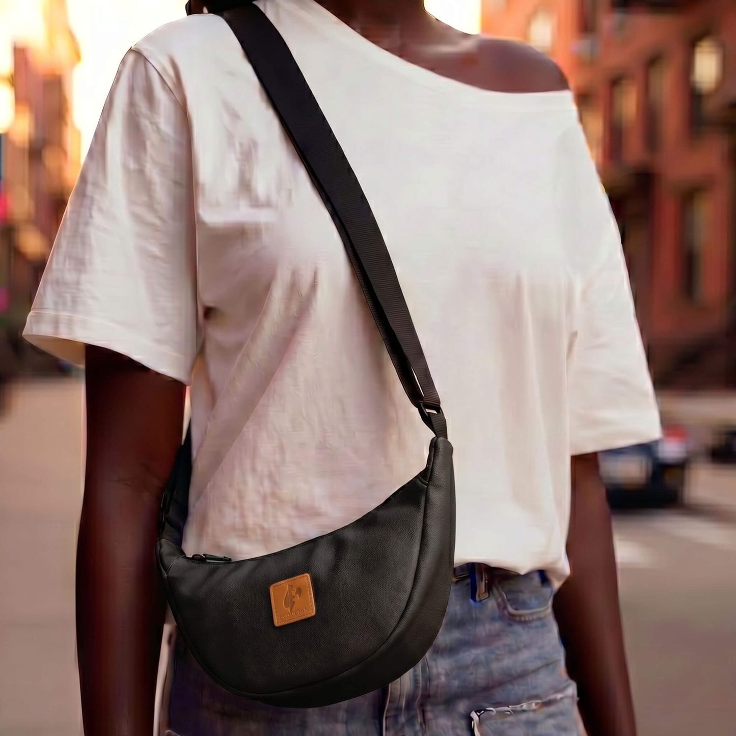 Round Mini Vegan Leather Shoulder Bag - Vegan Leather Purse