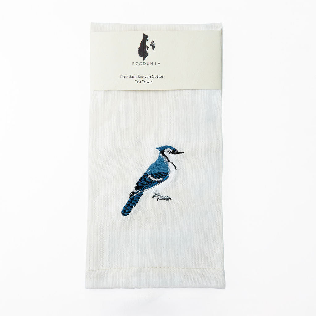 100% Cotton Tea Towels with Bird Embroidery - Kitchen Towels