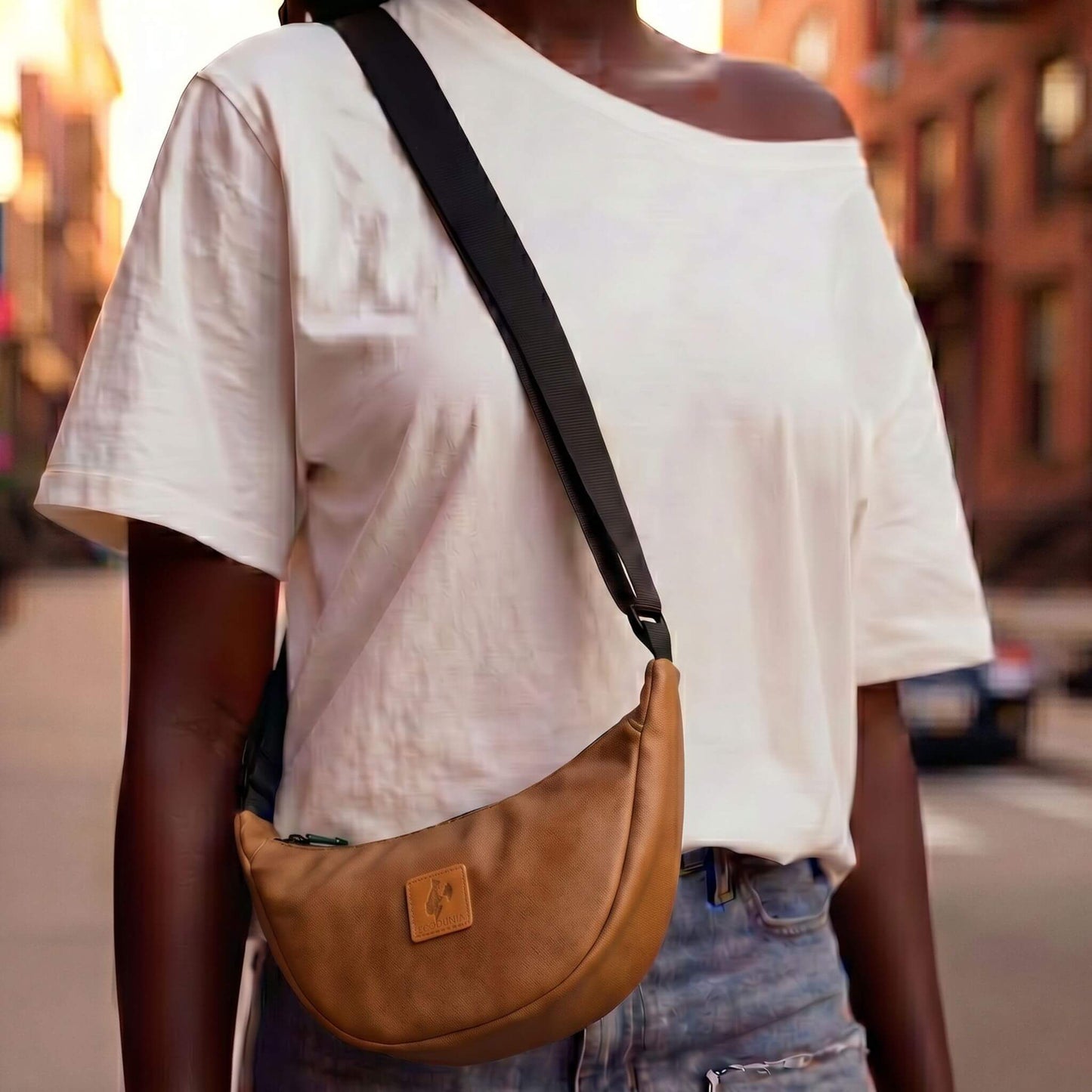 Round Mini Vegan Leather Shoulder Bag - Vegan Leather Purse