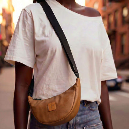 Round Mini Vegan Leather Shoulder Bag - Vegan Leather Purse
