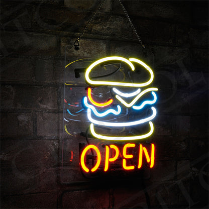 Burger Open Neon Signs