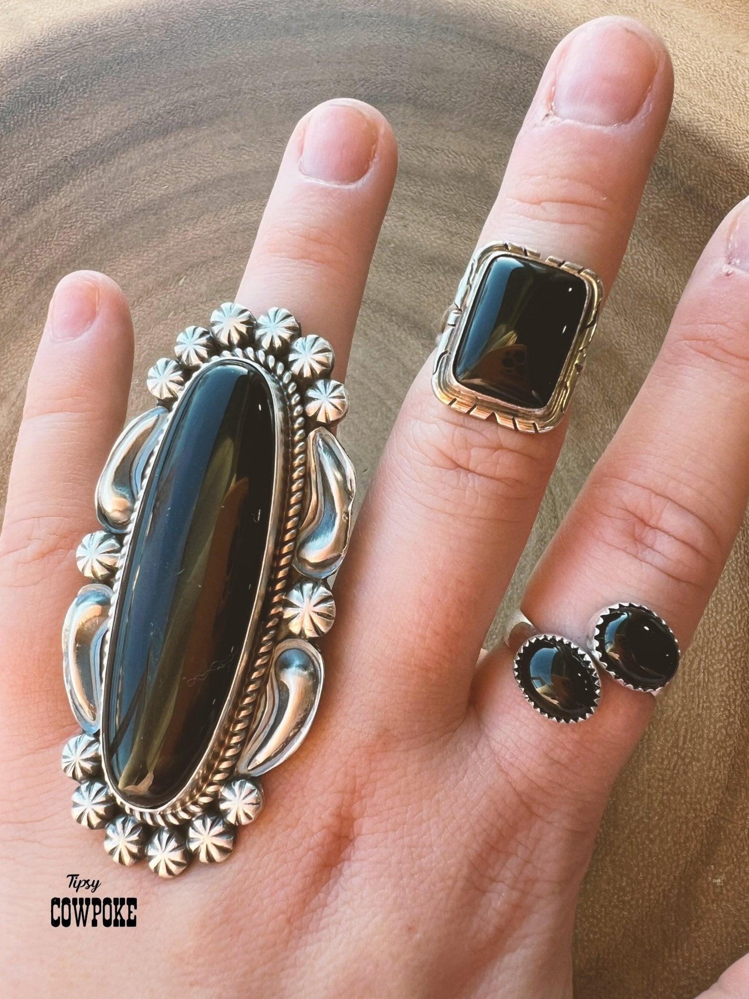 Black Onyx Rectangle Size 6&6.5 Ring - Creative Freedom Collective