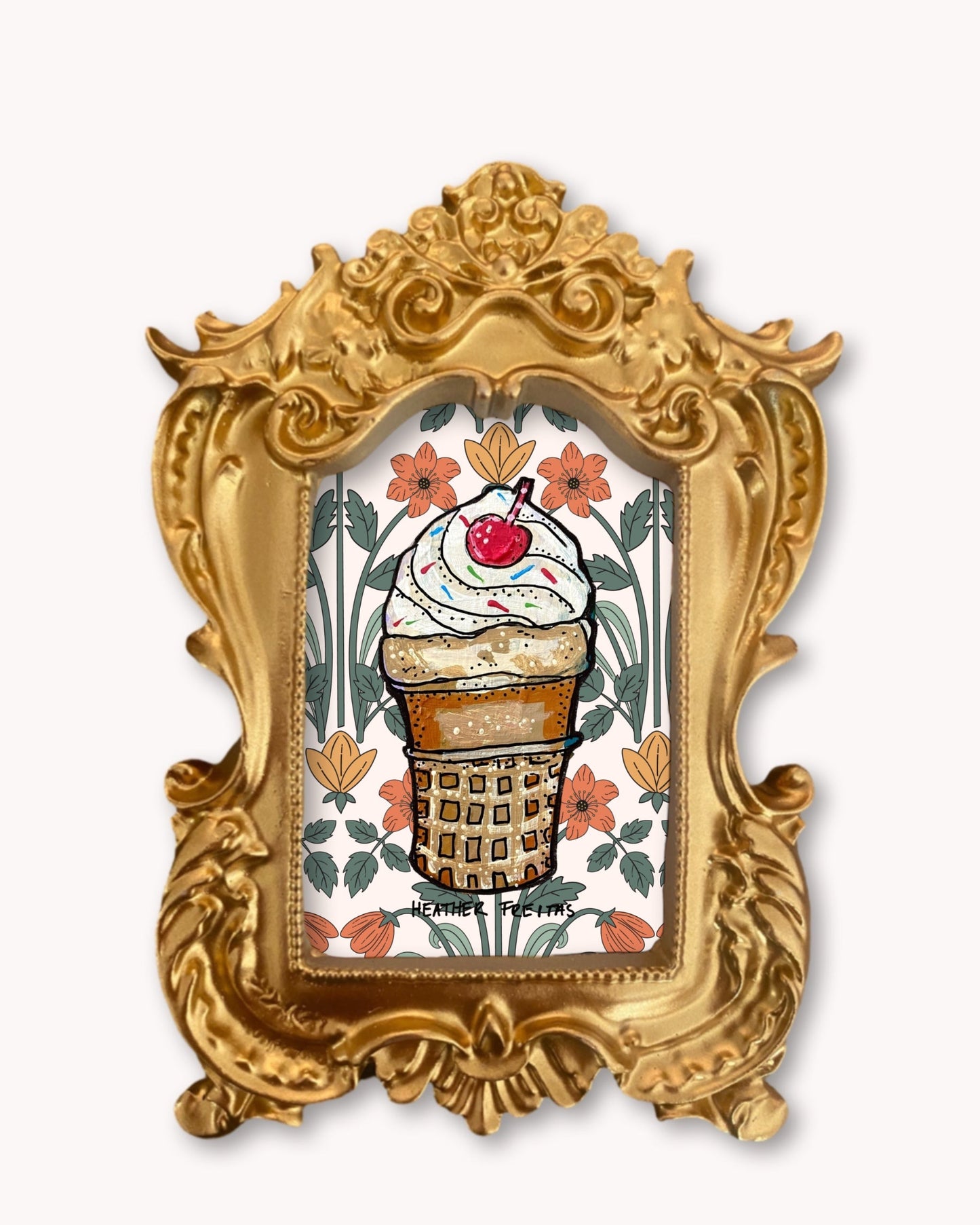 Vanilla Ice Cream Cone  - Mini framed print