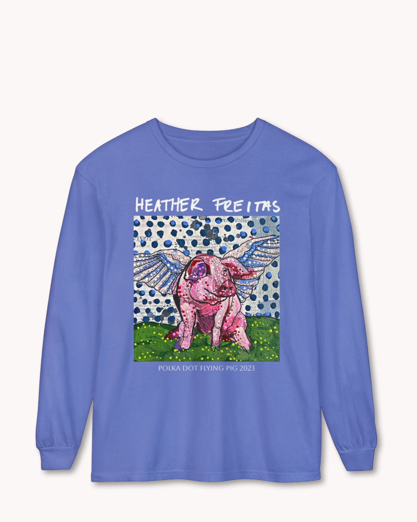 Polka Dot Flying Pig Long Sleeve T-Shirt