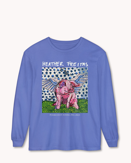 Polka Dot Flying Pig Long Sleeve T-Shirt