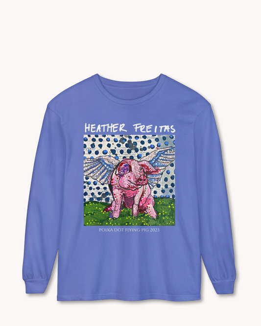 Polka Dot Flying Pig Long Sleeve T-Shirt