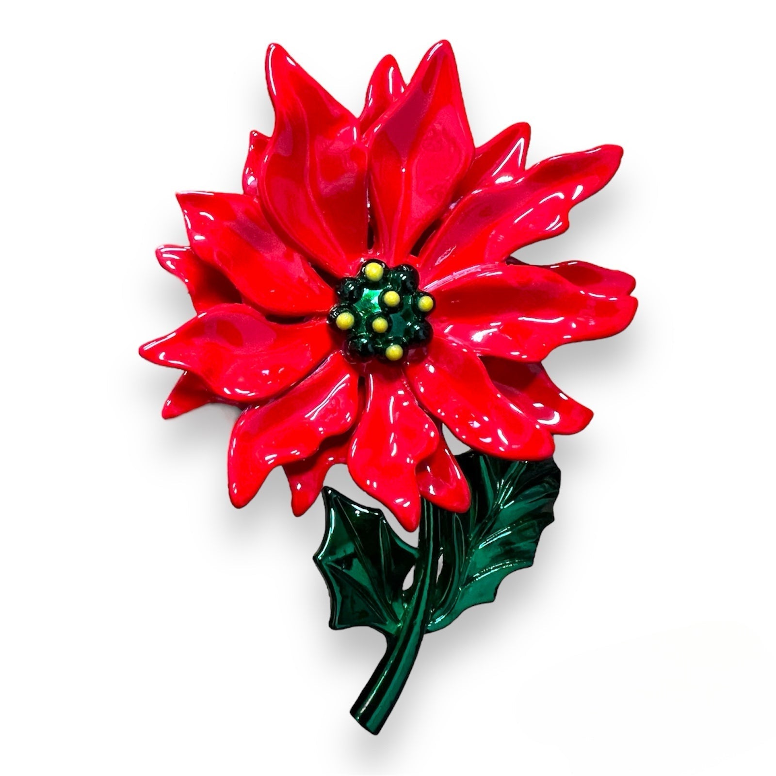 Enamel Poinsettia Statement Brooch by Lipstick & Chrome Quirks!