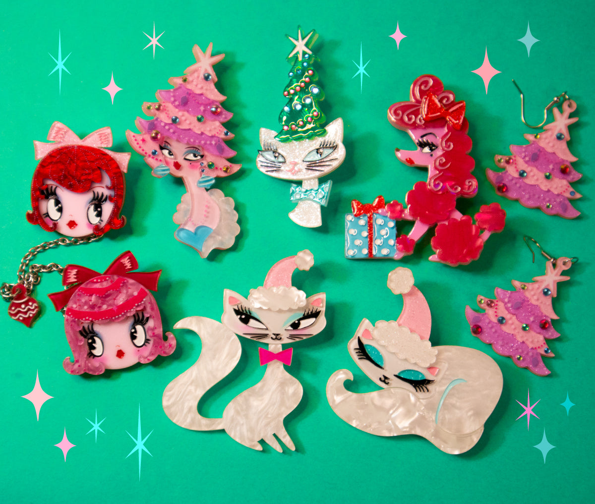 Oh Pinkmas Tree Earrings by Miss Fluff x Lipstick & Chrome Quirks!