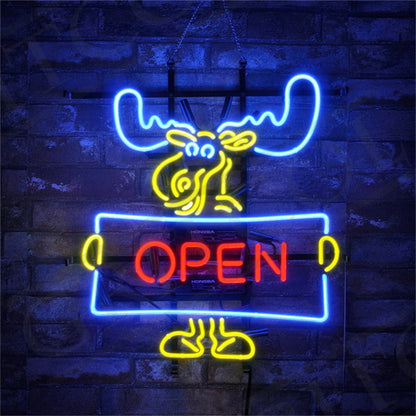 Christmas Elk Deer Open Neon Signs Light Neon Signs Land