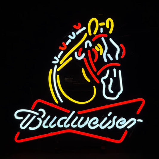 Clydesdale Horse Budweiser Beer Lager Neon Sign Light Neon Signs Land