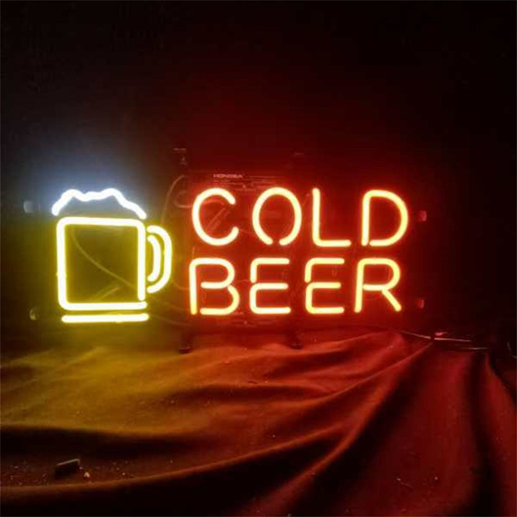 Cold Beer with Mug Neon Sign Neon Sign Light Neon Signs Land