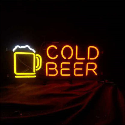 Cold Beer with Mug Neon Sign Neon Sign Light Neon Signs Land