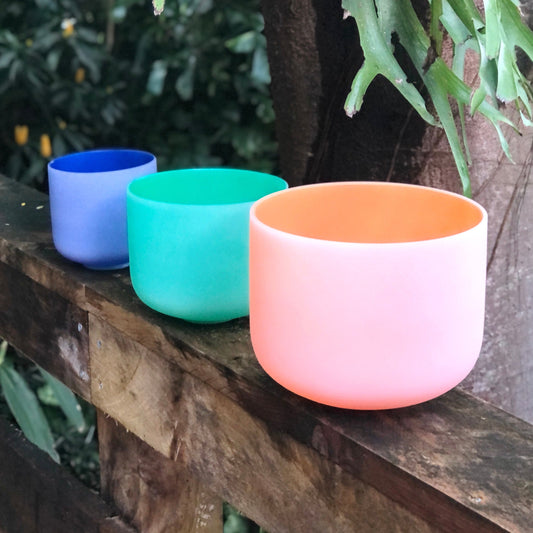 Rainbow Sounds® • Vibrant Sound Therapy Bowls | Set of Three w/ Beige Carry-On Case