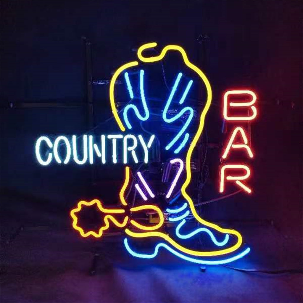Country Bar with Cowboy Boot Neon Signs Neon Signs Land