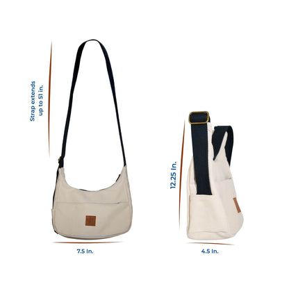 Crossbody Crescent Bag - Canvas Shoulder Bag for Women