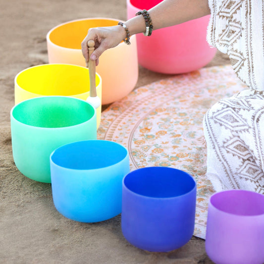 Rainbow Sounds® • Vibrant Sound Therapy Bowls | ROYGBIV Set of Seven w/ Carry-On Cases