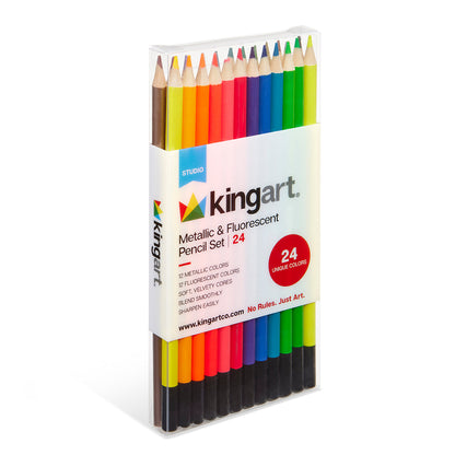 Colored Pencils 24 Metallic & Neon Colors