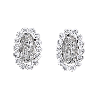 Sterling Silver Miraculous Mary Earrings with crystals - Creative Freedom Collective