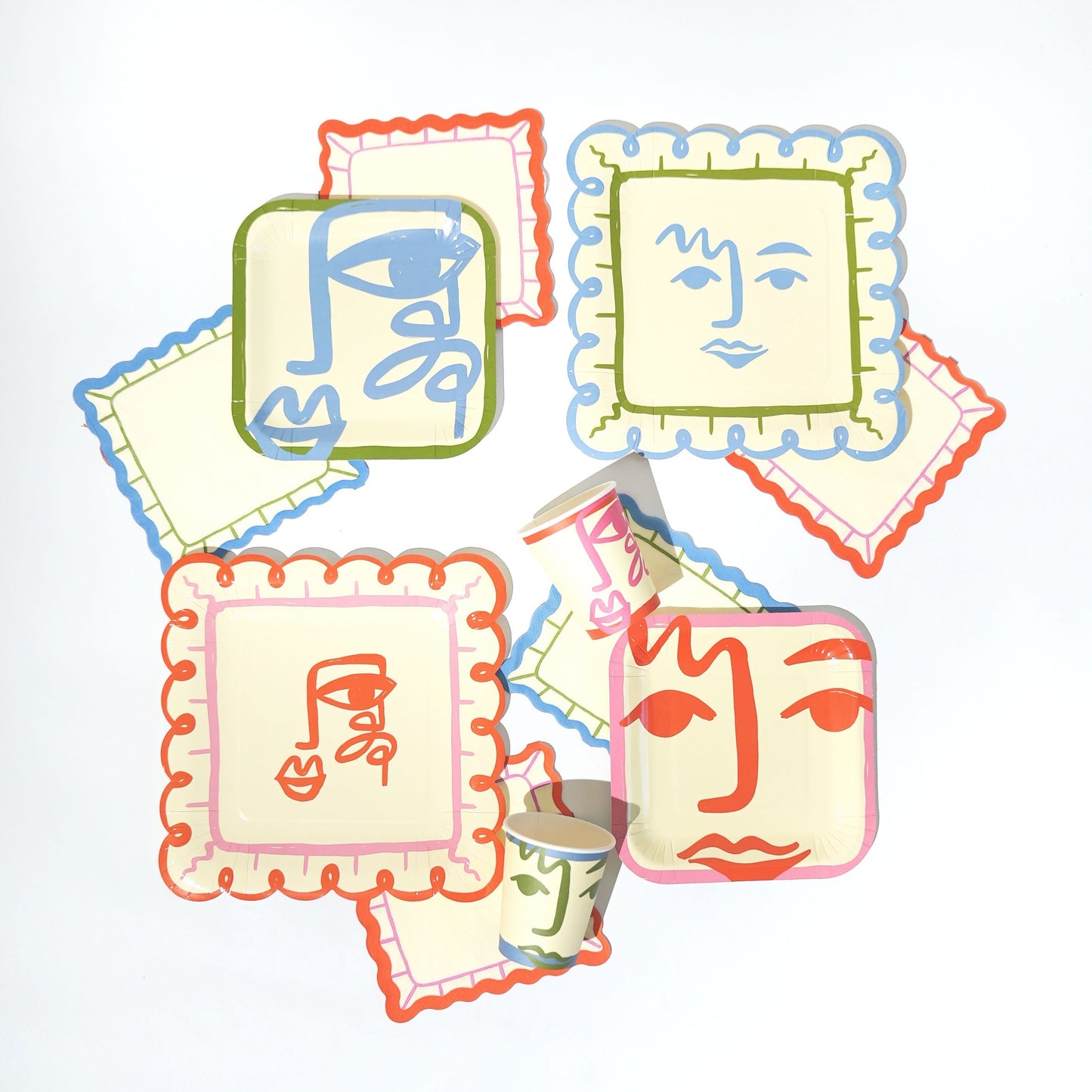 Face Party Cups (x 12) - Art Party Theme POP party supplies