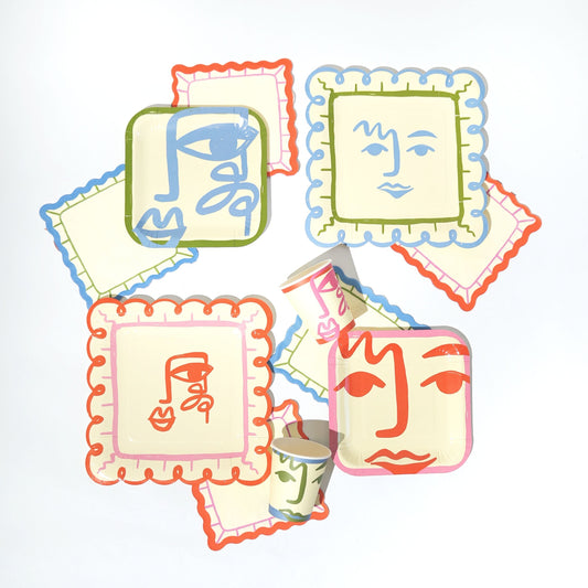 Face Party Cups (x 12) - Art Party Theme POP party supplies