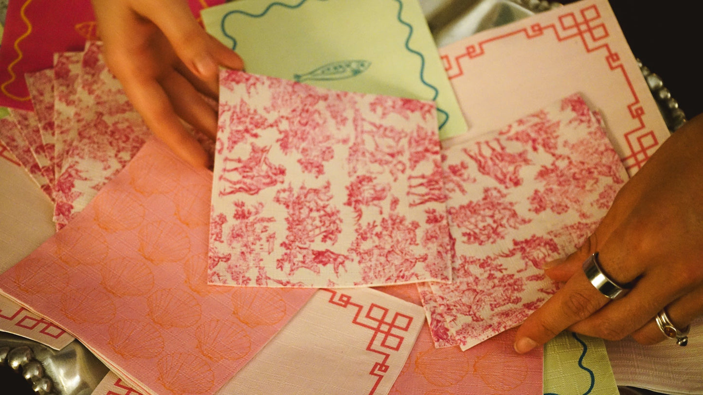 French Toile Inspired Cocktail Napkin