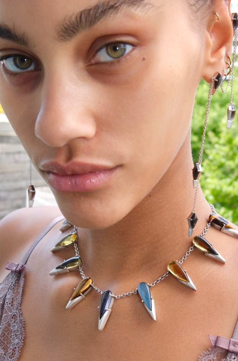 Saber Tooth Necklace in Angora (Silver) SHIPS IN APRIL