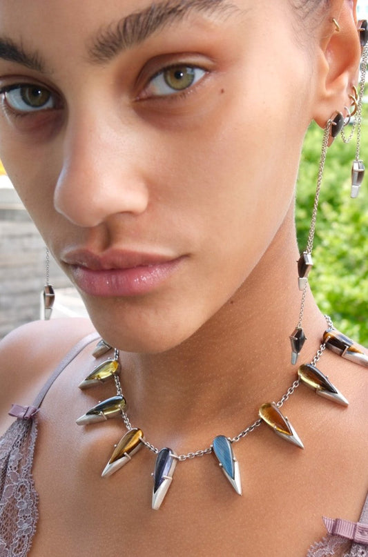 Saber Tooth Necklace in Angora (Silver) SHIPS IN APRIL