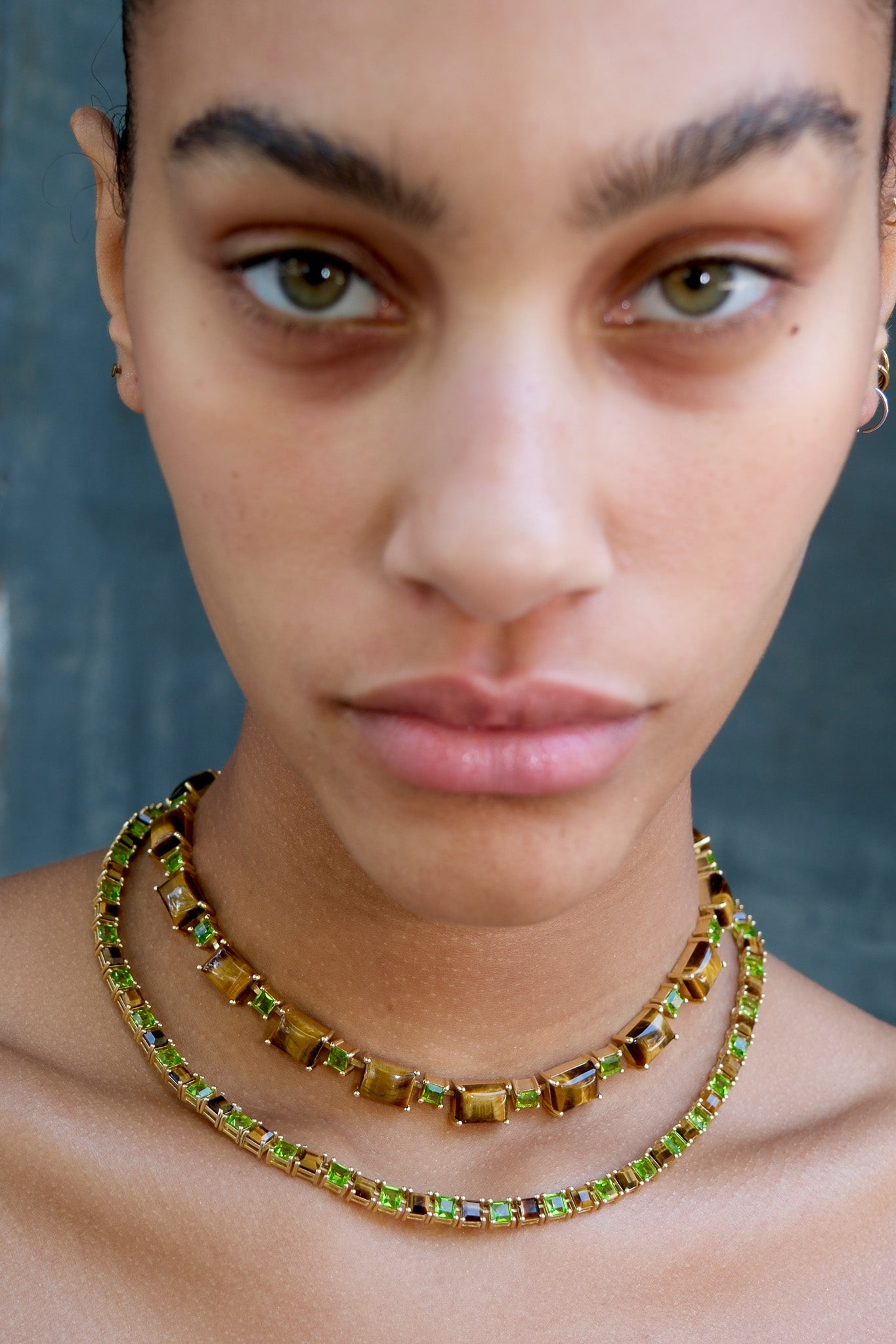 Genuine Tiger Eye And Poison Dart Tennis Necklace (Gold) SHIPS IN APRIL