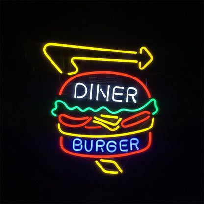 Diner Burger Turn Right Arrow Neon Signs Neon Signs Land