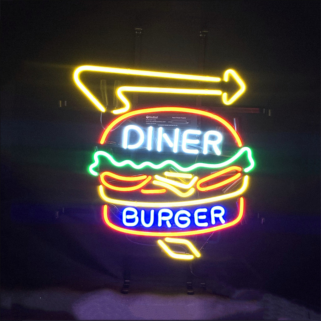 Diner Burger Turn Right Arrow Neon Signs Neon Signs Land
