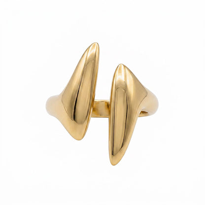 Double Petal Brass Statement Ring for Women | Umbo