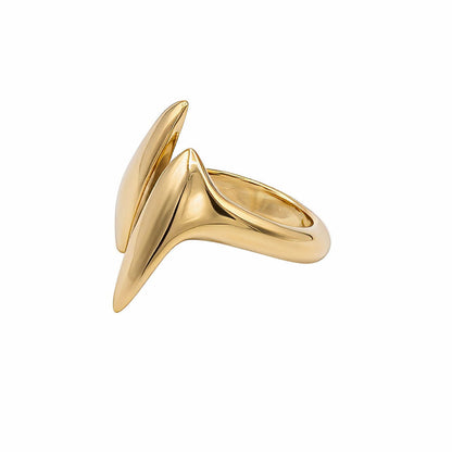 Double Petal Brass Statement Ring for Women | Umbo