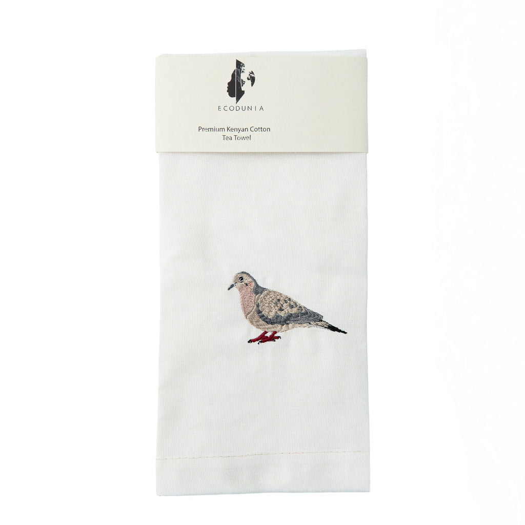 100% Cotton Tea Towels with Bird Embroidery - Kitchen Towels
