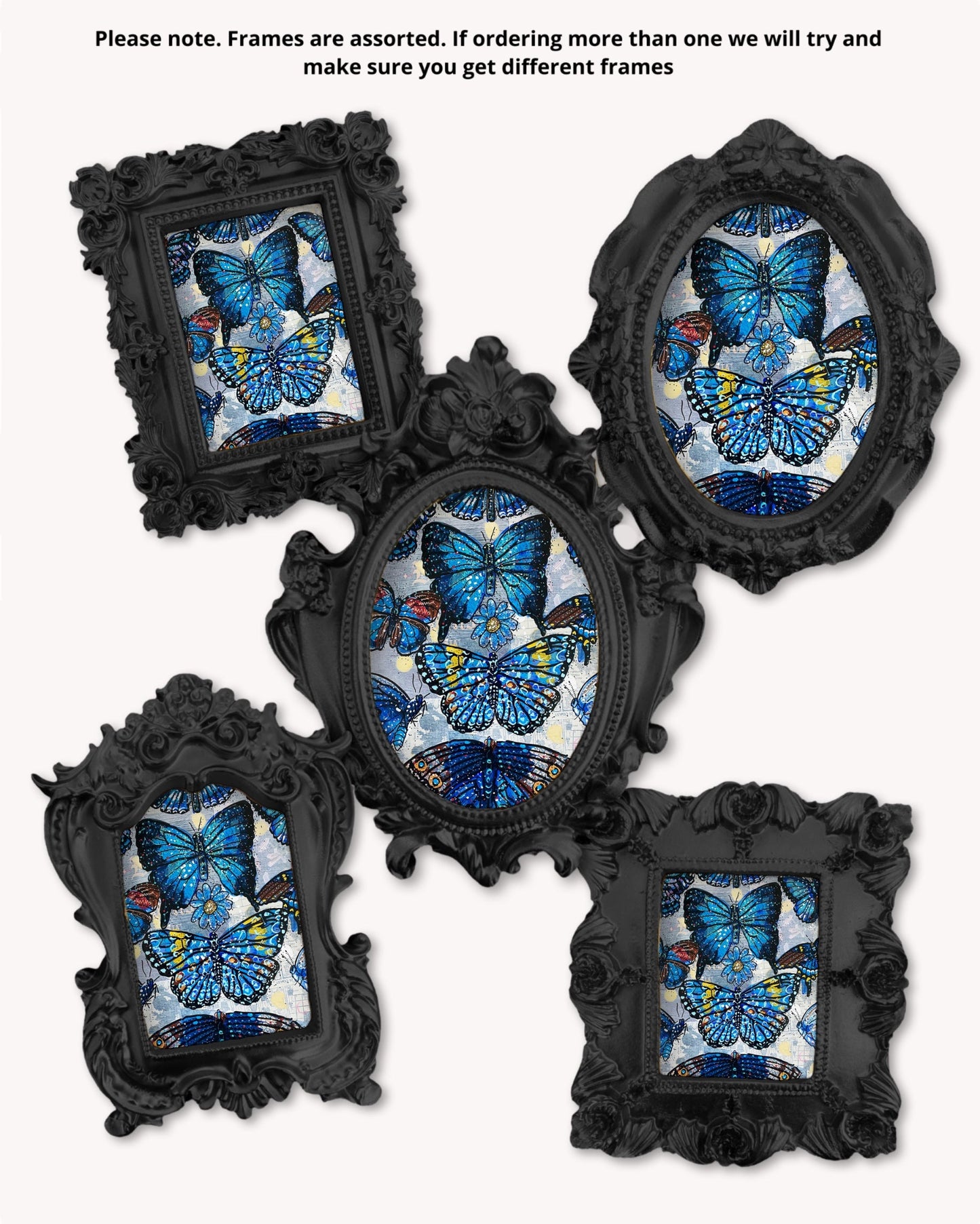 Blue Butterflies - Mini framed print