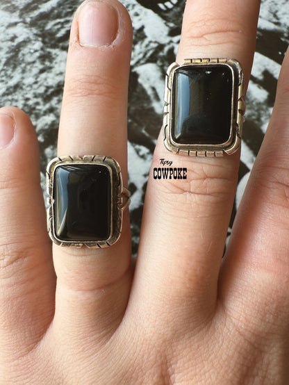 Black Onyx Rectangle Size 6&6.5 Ring - Creative Freedom Collective