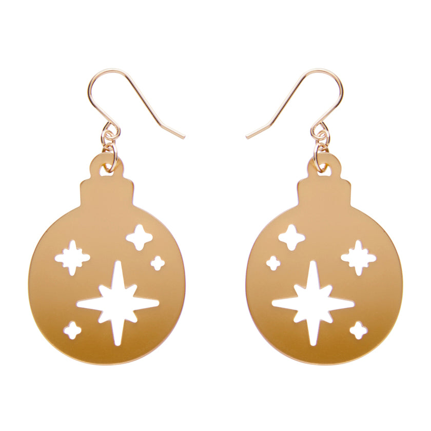 Round Bauble Drop Earrings - Gold