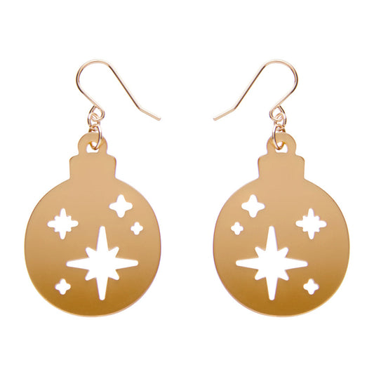 Round Bauble Drop Earrings - Gold