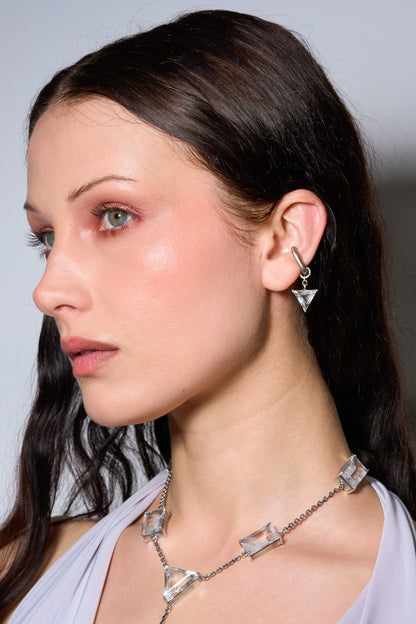Small Escher Ear Cuff in Striated Crystal (Silver) SHIPS IN APRIL
