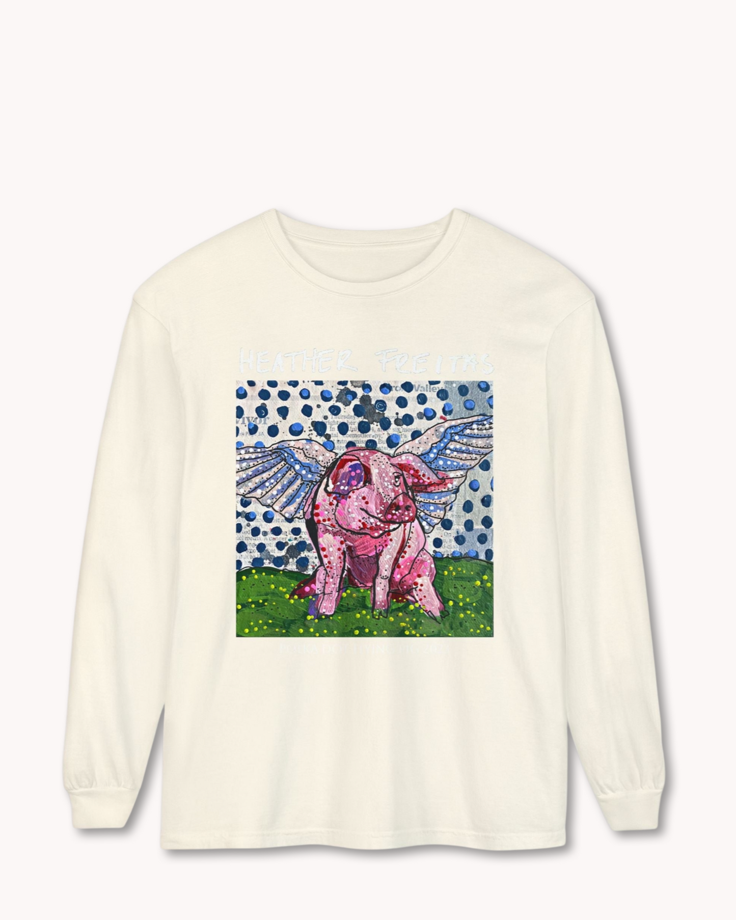 Polka Dot Flying Pig Long Sleeve T-Shirt