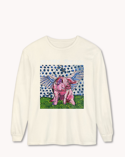 Polka Dot Flying Pig Long Sleeve T-Shirt