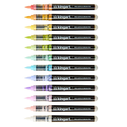 Acrylic Paint Brush Tip Pens - 12 Pastel Colors