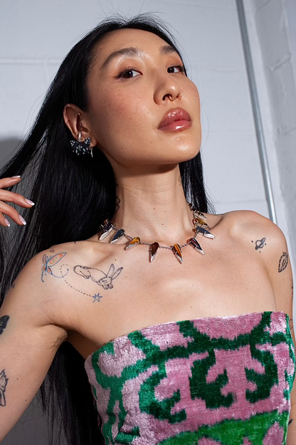 Saber Tooth Necklace in Angora (Silver) SHIPS IN APRIL