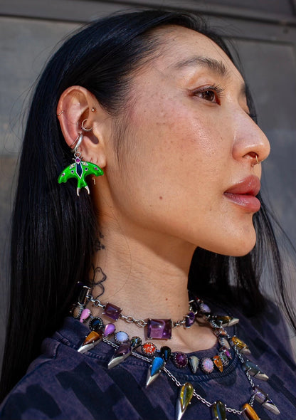 Luna Moth Enamel Ear Cuff (Silver) SHIPS IN APRIL
