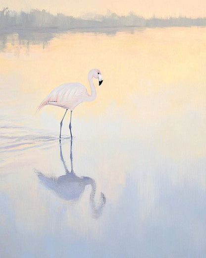 Flamingo at Dawn II – Original Oil Painting