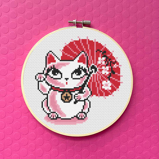 Lucky Kitty by Fluff Counted Cross Stitch Kit