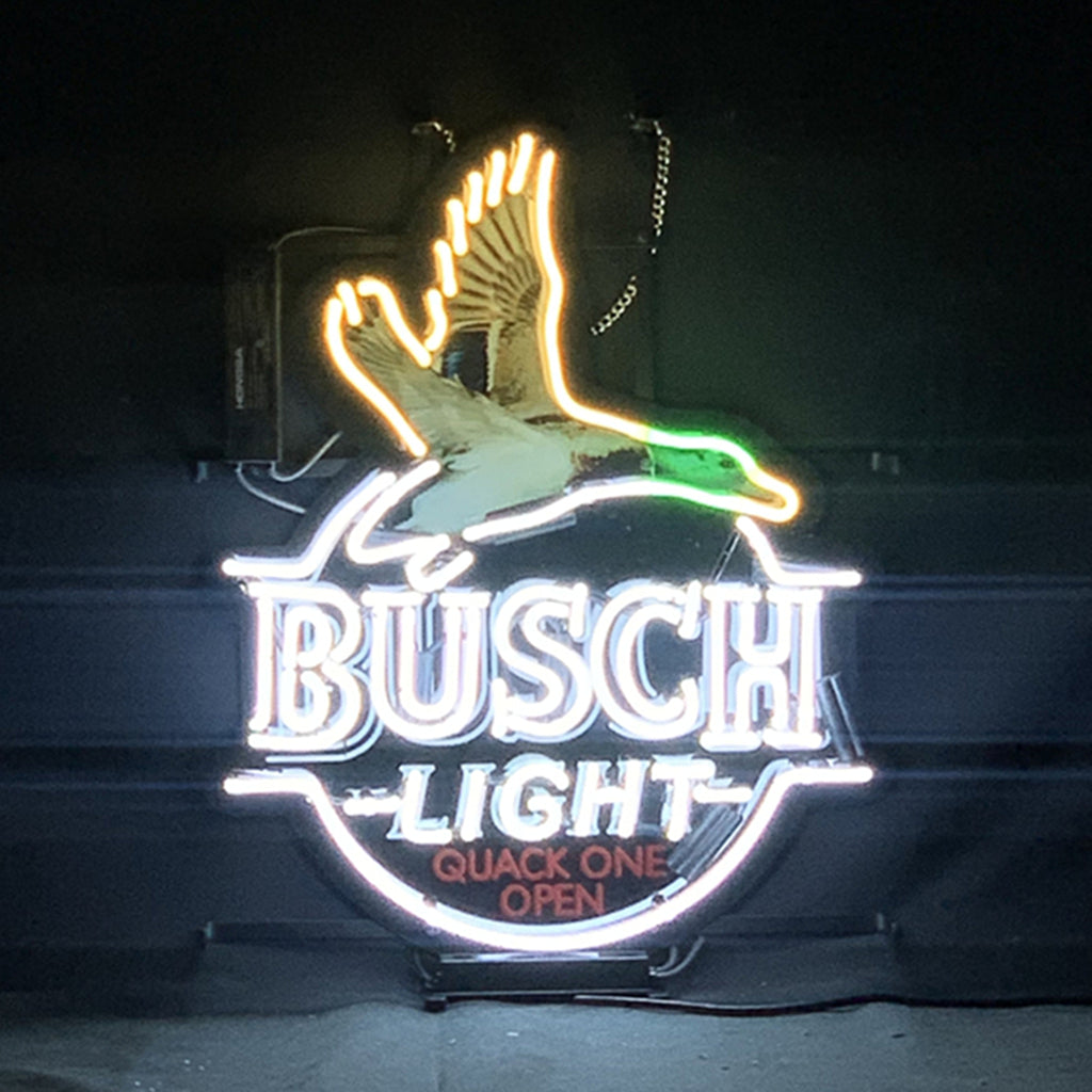 White Busch Light Flying Duck Quack One Open Neon Signs Neon Signs Land