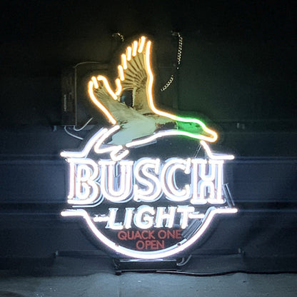 White Busch Light Flying Duck Quack One Open Neon Signs Neon Signs Land
